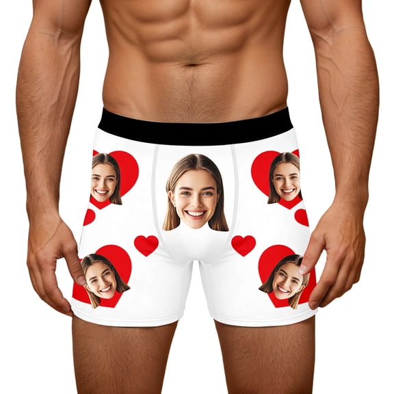 KHONTS Men's Personalized Boxers Husband Boyfriend Funny Boxers for Men Valentine's Day Birthday for Him White XL