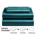 thumbnail image 4 of Satin Sheets Twin [3-Piece, Teal] Hotel Luxury Silky Bed Sheets - Extra Soft 1800 Microfiber Sheet Set, Wrinkle, Fade, Stain Resistant - Deep Pocket Fitted Sheet, Flat Sheet, Pillow Cases, 4 of 8
