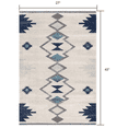 thumbnail image 3 of 2â€™ x 4â€™ Navy and Ivory Tribal Pattern Area Rug, 3 of 8