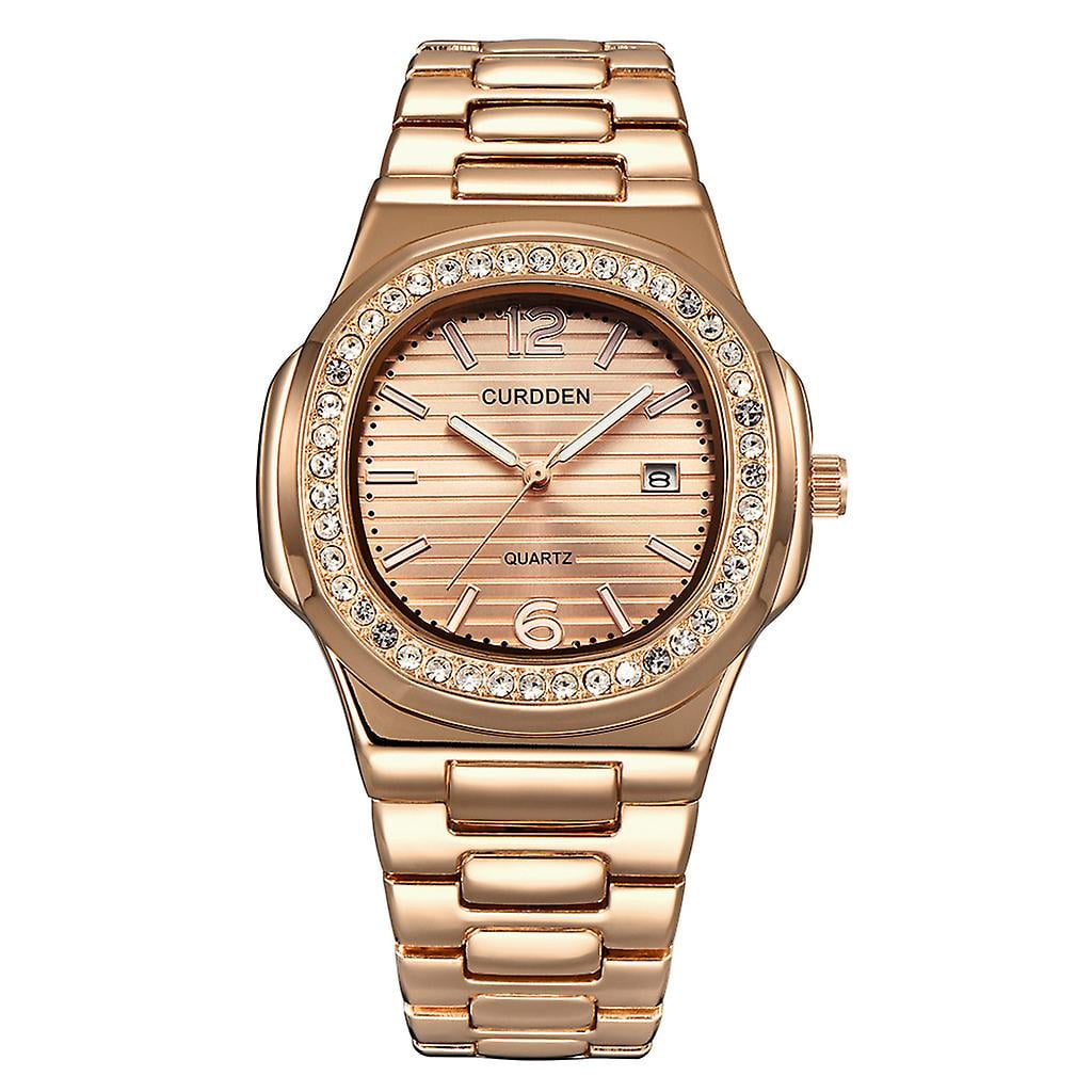 Men s Nautilus Fully Rhinestone Watches Quartz Lced Out Gold Diamond Wristwatch Walmart