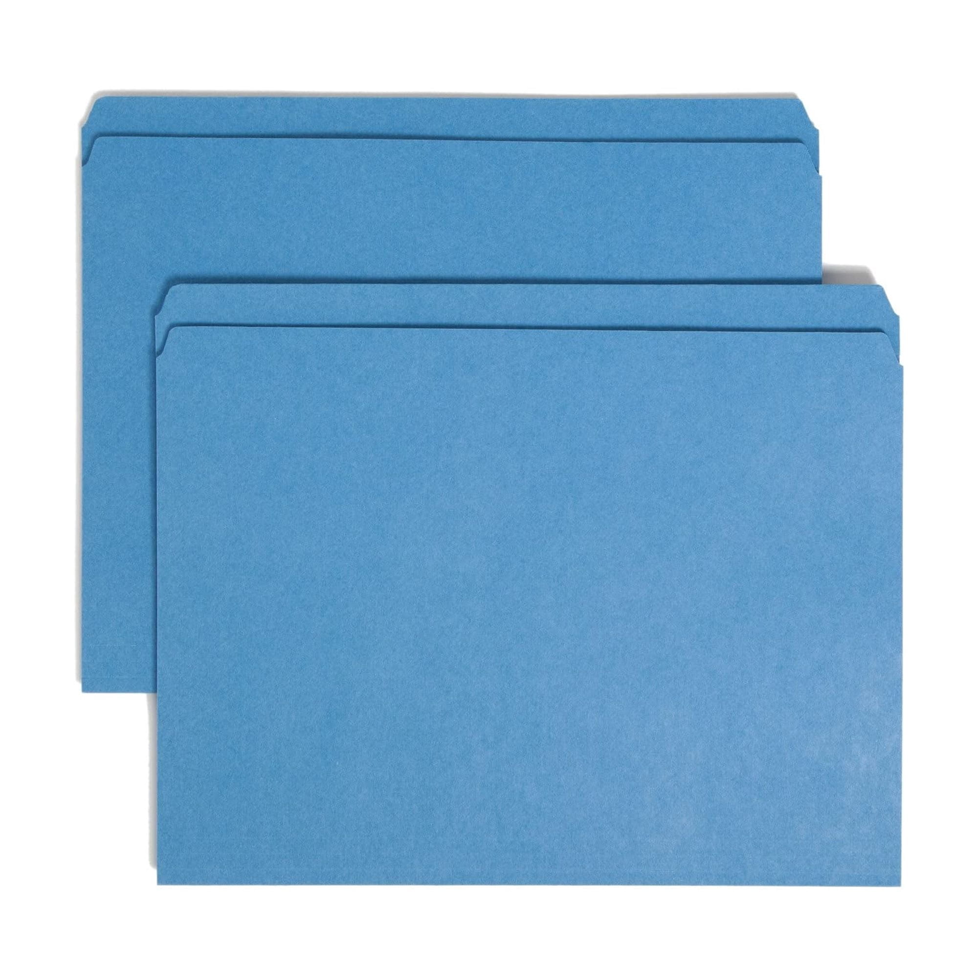 Smead® Color File Folders, With Reinforced Tabs, Letter Size, Straight Cut, Blue, Box Of 100