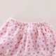 thumbnail image 5 of Conjunto de falda de verano para niña, cuello redondo, manga corta, estampado floral pequeño con lazo, material de gasa, pijama cómodo y transpirable de dos piezas para niñas pequeñas, conjunto de alg, 5 of 9