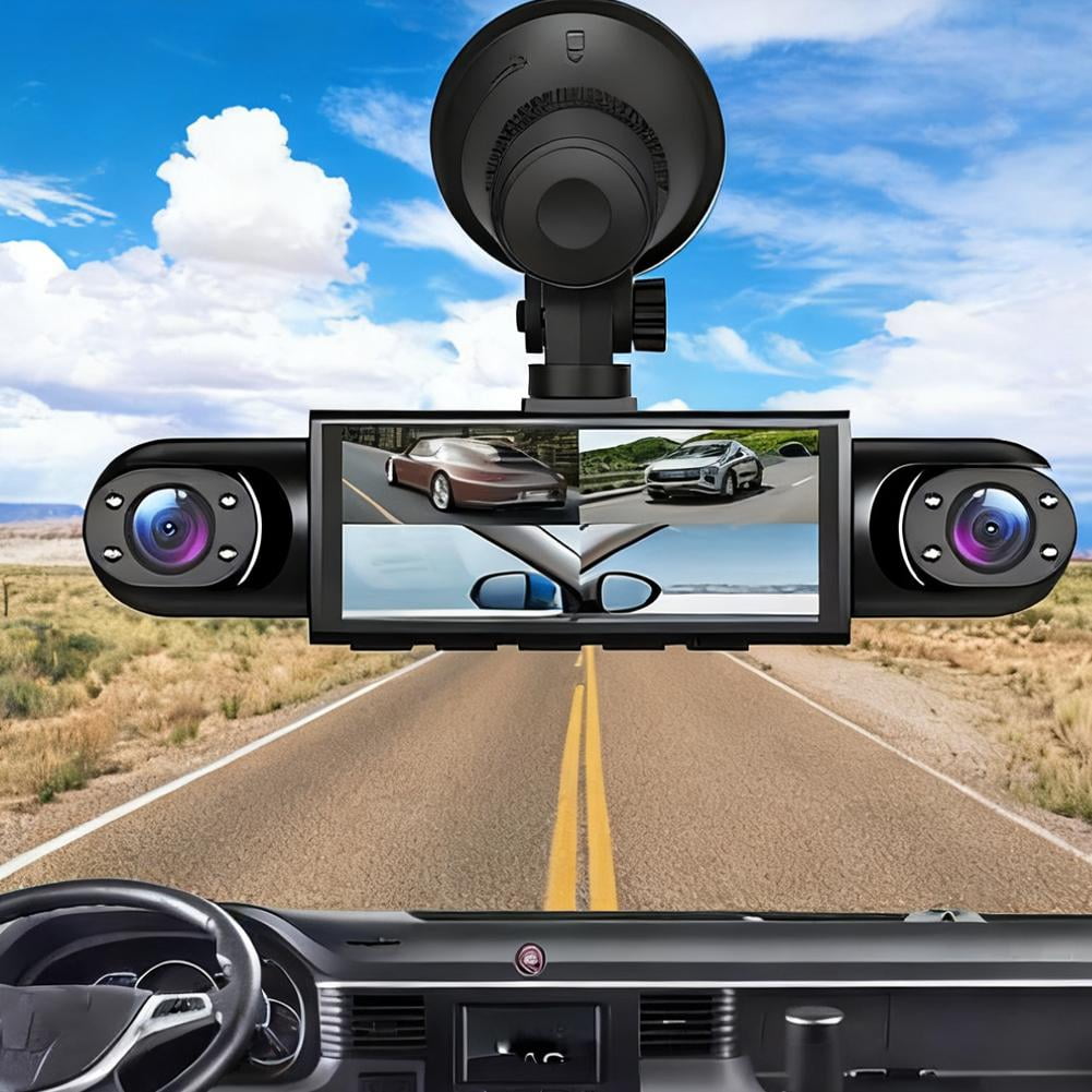 Full View Car Dashcam System, 360° 4 Channel Dash Cam with Front Rear Left Right Cameras, 4K Recording, Night Vision, Loop Recording(with 64GB SD Card)