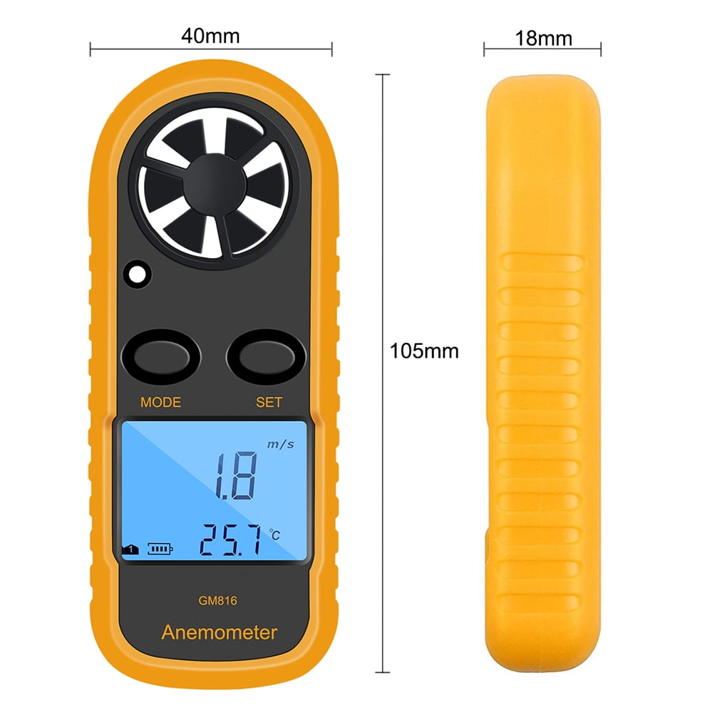 Gm816 Digital Anemometer Wind Speed Gauge Meter Lcd Handheld Airflow Windmeter Thermometer Walmart Walmart 