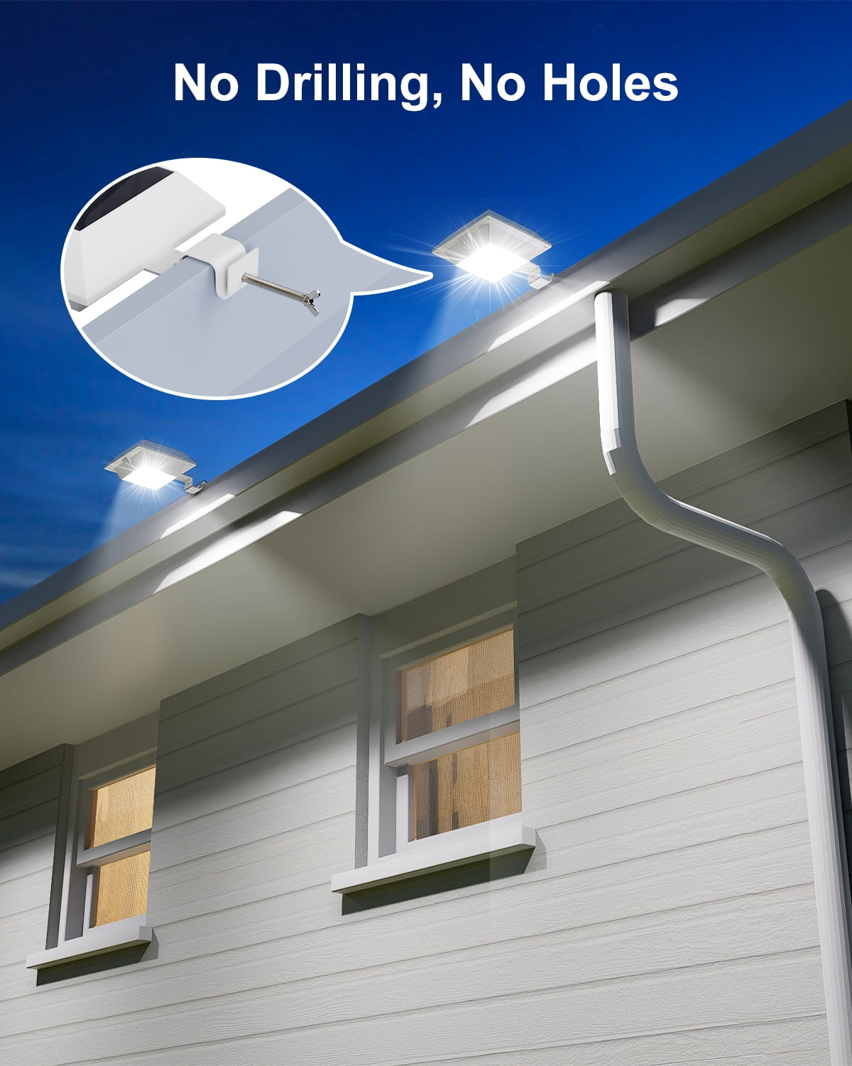Yinghao 8 Pack Solar Gutter Lights Outdoor Waterproof 12 LED Yard Eaves Lamp Lighting for Bush, Plant, Fence, Railing, Wall, Deck, Holeless Mount
