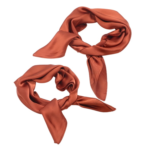 OUNONA 2Pcs Lady Neck Scarf Silk Neckerchief Chocolate Color Suitable for Travel and Events