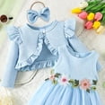 thumbnail image 5 of Mnyotv Baby Girl Tutu Dress with Cardigan Headband 3Pcs Set Floral Mesh Dresses Birthday Outfits for Girls Size 12-18Months, 5 of 6