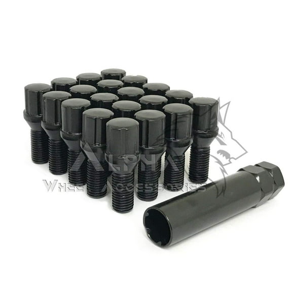20Pc Black Spline Lug Bolts 12x1.5 For Saab 9-3 900 9-5 9-3X   Security Key