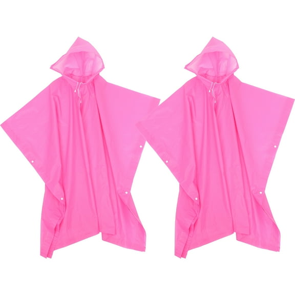 Survival Raincoats 2 Pcs Adult Hooded Aldult Motorcycle Jacket Poncho Reusable Pink Travel