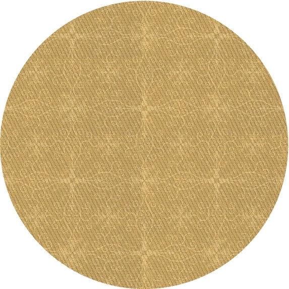 Ahgly Company Machine Washable Indoor Round Transitional Saffron Yellow Area Rugs, 3' Round