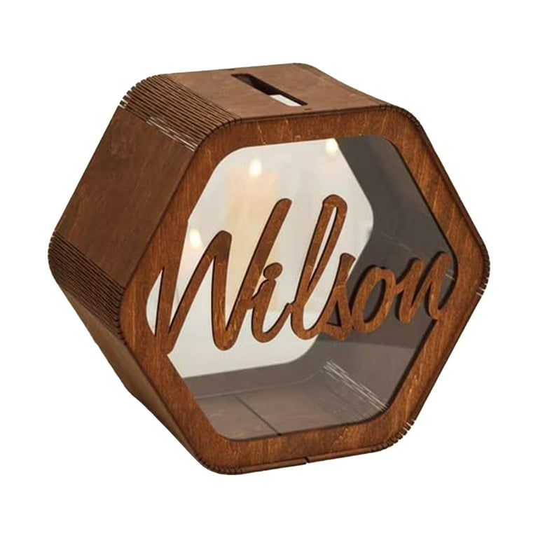 Asdomo Personalized Wedding Card Box Hexagon Piggy Bank Unique