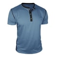 thumbnail image 5 of Dresfit Henley Shirts Men Button Down Short Sleeve Golf T Shirts Solid Cotton Loose Business Tees Relaxed Fit Lightweight Tops Sky Blue XL, 5 of 5