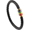 thumbnail image 3 of Gay Pride Bracelet Rainbow Bracelet (2 Packs),couple Black Leather Bracelet Mens Womens Bangle With Rainbow Striped Magnetic Clasp 22cm, 3 of 5