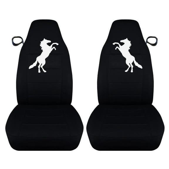 C5N-DC82-Designcovers Fits 1994-2004 Ford Mustang with White Standing Horse Cotton Seat Covers:Black