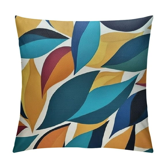 Creowell Boho Throw Pillow Covers Leaf  Outdoor Decorative Pillow Cover Square Cushion Cover Pillowcases for Sofa Bed Farmhouse Home Decor