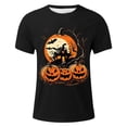 thumbnail image 2 of Bibifish Mens T-Shirts Crew Neck Jack O Lantern Print Tshirts Fall Halloween Short Sleeve Casual Tee Tops, 2 of 4