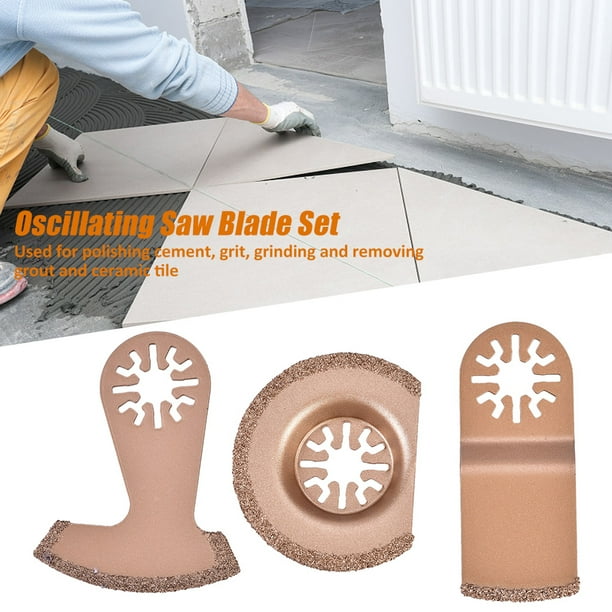 Oscillating Saw Blade Set 3pcs Universal Oscillating Tool Blades Carbide Saw Blade Oscillating Segment Multifunction Tool for Tile Grout Mortar