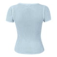 thumbnail image 6 of Mittory Women's Short Sleeve Crewneck Hollow Out T Shirt Ribbed Knit Solid Color Causal Tee Tops, 6 of 7