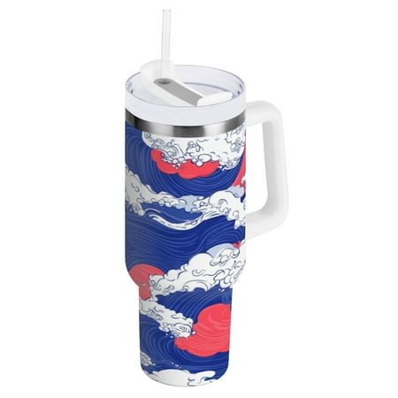 

40 Oz Car Handle Water Cup 10.8x3.85 Inch Stainless Steel Water Cup With Handle Water Cup Car Water Cup Travel Coffee Cup Color Ocean1