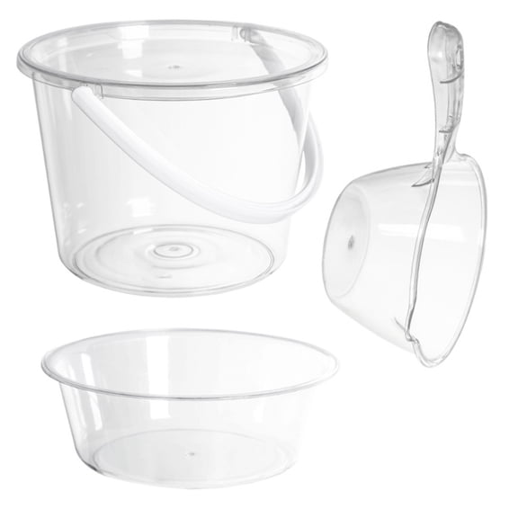 SEWCHICS Large Transparent Plastic Bucket with Handle, Multipurpose Storage Container for Home, Garden, and Cleaning