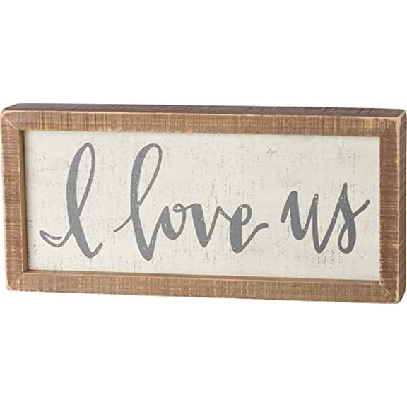 Primitives by Kathy Inset Hand-Lettered Box Sign, 12" x 5.5", I Love Us