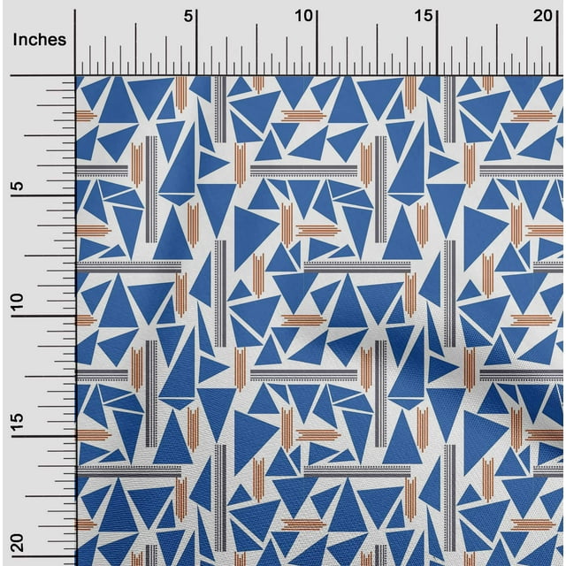 oneOone Silk Tabby Fabric Triangle & Line Geometric Print Sewing Fabric BTY 42 Inch Wide