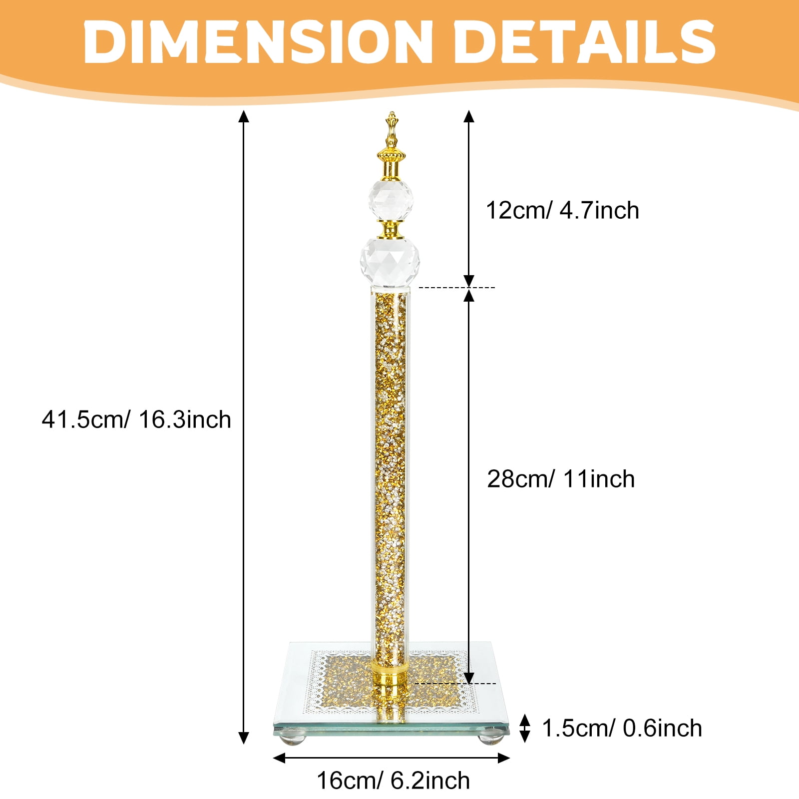 Desktop Standing Toilet Paper Holder - Sparkling Gold & Silver Crystal-Studded Toilet Paper Holder, Luxurious Gold Style, Perfect for Kitchens, Dining Tables, Bathrooms, Elevating Your Home Aesthetic