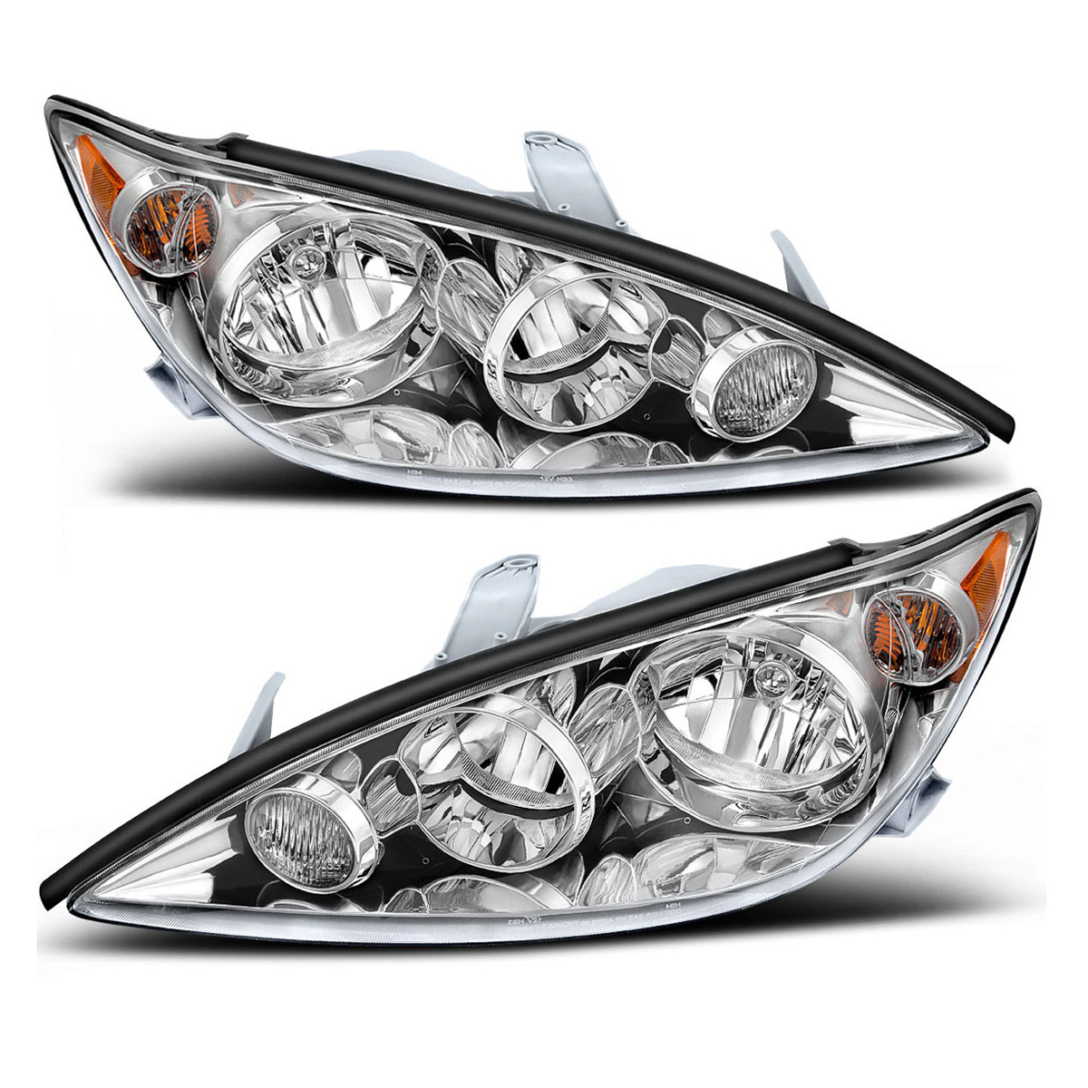 RVNI Chrome Headlights for 2005-2006 Toyota Camry Crystal Headlamps Assembly Pair Set