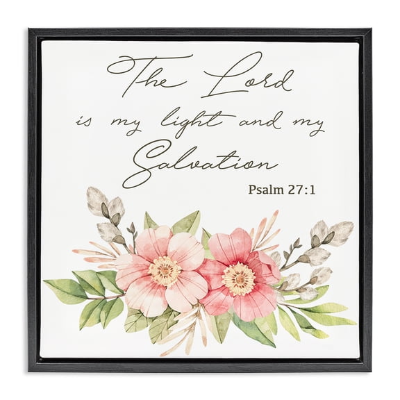 Stupell Industries Farmhouse Lord Is My Light & Salvation Black Floating Frame Canvas Art, 18 x 18, by Marcus Prime