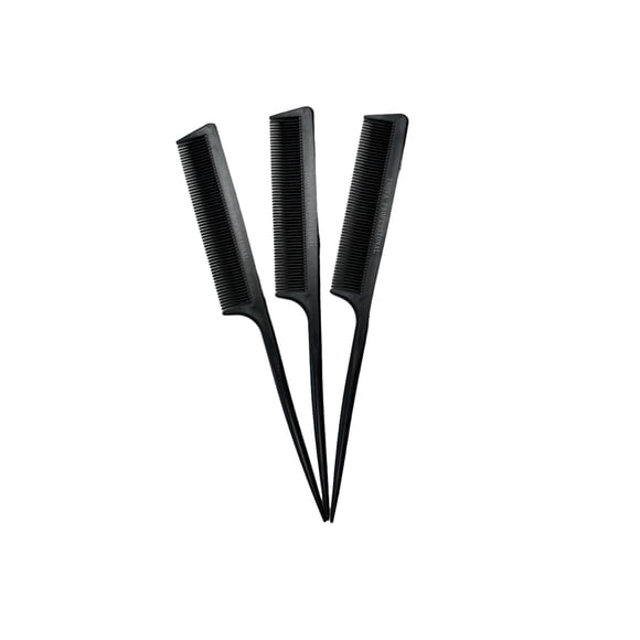 Peine de cola de fibra de carbono, peine para peinar cola de rata, resistente al calor, peine antiestático para peinar la espalda, burlas de raíces, agregar volumen, peinado nocturno, paquete de 3