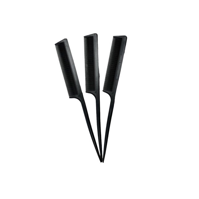 Peine de cola de fibra de carbono, peine para peinar cola de rata, resistente al calor, peine antiestático para peinar la espalda, burlas de raíces, agregar volumen, peinado nocturno, paquete de 3