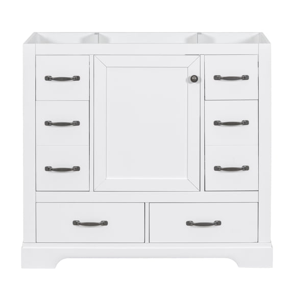 MAYEERTY 36" Bathroom Vanity without Sink 6 Drawers Drawer Divider Adjustable Shelf White