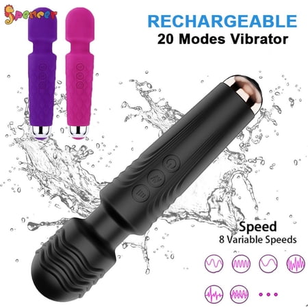 Spencer Rechargeable Personal Muscle Massager  Handheld Vibrating Wand Massager 8 Speeds Waterproof Body Massage for Muscle Neck Shoulder Back (Black)
