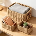 thumbnail image 4 of Beautynvta 3 Pcs Woven Rattan Basket, Paper Rope Storage Basket Container for Organizing, Decorative Basket for Home Bathroom Bedroom Kitchen Office, 4 of 6