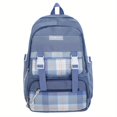 thumbnail image 5 of 1pc Plaid Large Capacity Student Backpack, Simple Solid Color Student Backpack, Women's Men's Backpack, Preppy Large-capacity Travel Backpack, 5 of 5