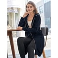 thumbnail image 4 of Sudaderas con Capucha para Mujer, Estilo Oversize, con Cremallera, Ideales para Otoño e Invierno. Chaquetas Largas con Capucha y Bolsillos. Azul Marino L, 4 of 8