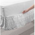 thumbnail image 2 of Damask Grey Bed Skirt, Simple Pattern with Curls and Dots in Neutral Design Print, Elastic Bedskirt Dust Ruffle Wrap Around for Bedding Decor, 4 Sizes, Pale Grey and White, by Ambesonne, 2 of 2