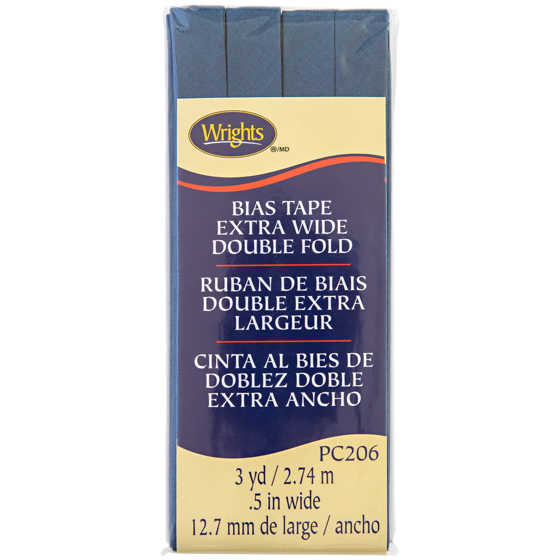 (3 pack) Wrights Double Fold Bias Tape 1/2"X3yd-Stone Blue