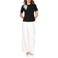 thumbnail image 2 of INSPIRE CHIC Women's Basic Tee Shirt Short Sleeve Crew Neck Stretchy Summer Casual Beaded Top S Black, 2 of 5