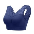 thumbnail image 5 of Sexy V Neck Lace Bras For Women, Brassiere Push Up Padded Bra Seamless Comfort Bralette, Breathable Fitness Gym Bra Large Size, Navy Blue, XL, 5 of 13