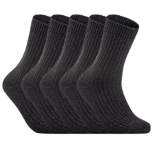 Lovely Annie Women's 5 Pairs Wool Knitted Socks One Size 6-9 (Dark Gray)