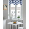 thumbnail image 5 of Blue Patchwork Tie Up Valances Curtain, Adjustable Kitchen Purple Flower Wave Point Blue Leaf Valances for Windows Decor, Rod Pocket Short Curtains Set for Bedroom/Bathroom, 60"x18", 5 of 8