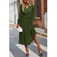 thumbnail image 3 of Vestido PRETTYGARDEN Mujer Floral Boho Cruzado Verde Militar Talla S, 3 of 7