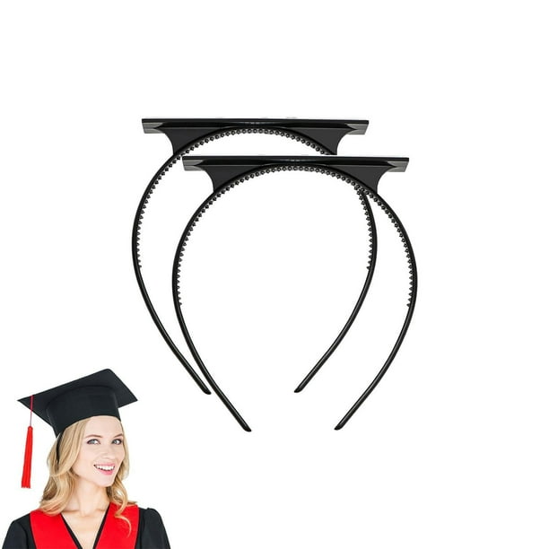 Paquete de 2 diademas para gorro de graduación, el inserto para diadema con gorro de graduación asegura su gorro de graduación y accesorios para sombrero de peinado