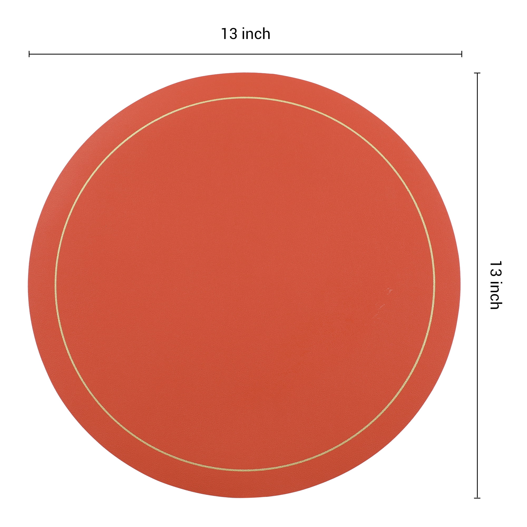 Unique Bargains Placemats Set of 6 Faux Leather Orange