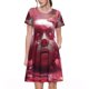 thumbnail image 1 of Balery Surreal Pink Headphones Vestidos sueltos de manga corta para mujer, vestidos de verano 2025, vestidos casuales de corte A con vuelo., 1 of 6