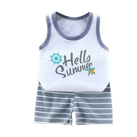 

IROINNID Toddler Kids 2PCS Suit Summer Cute Cartoon Print Sleeveless Vest With Comfy Shorts Outfits