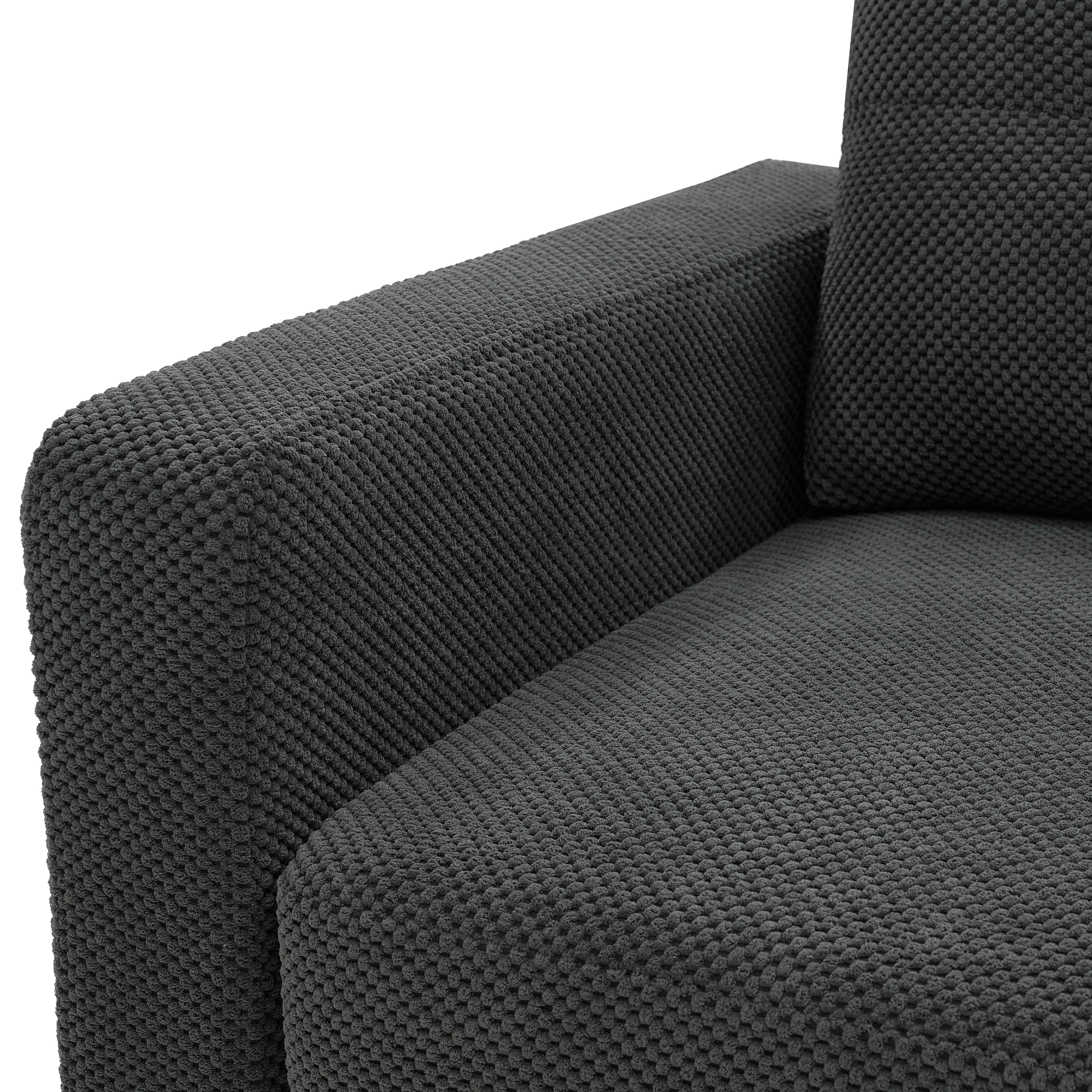 MAYEERTY 65‑Inch Modern Minimalist Two‑Seater Sofa, Nubby Upholstered Loveseat with Sturdy Solid Wood Legs, Mid‑Century Upholstered Couch for Living Room