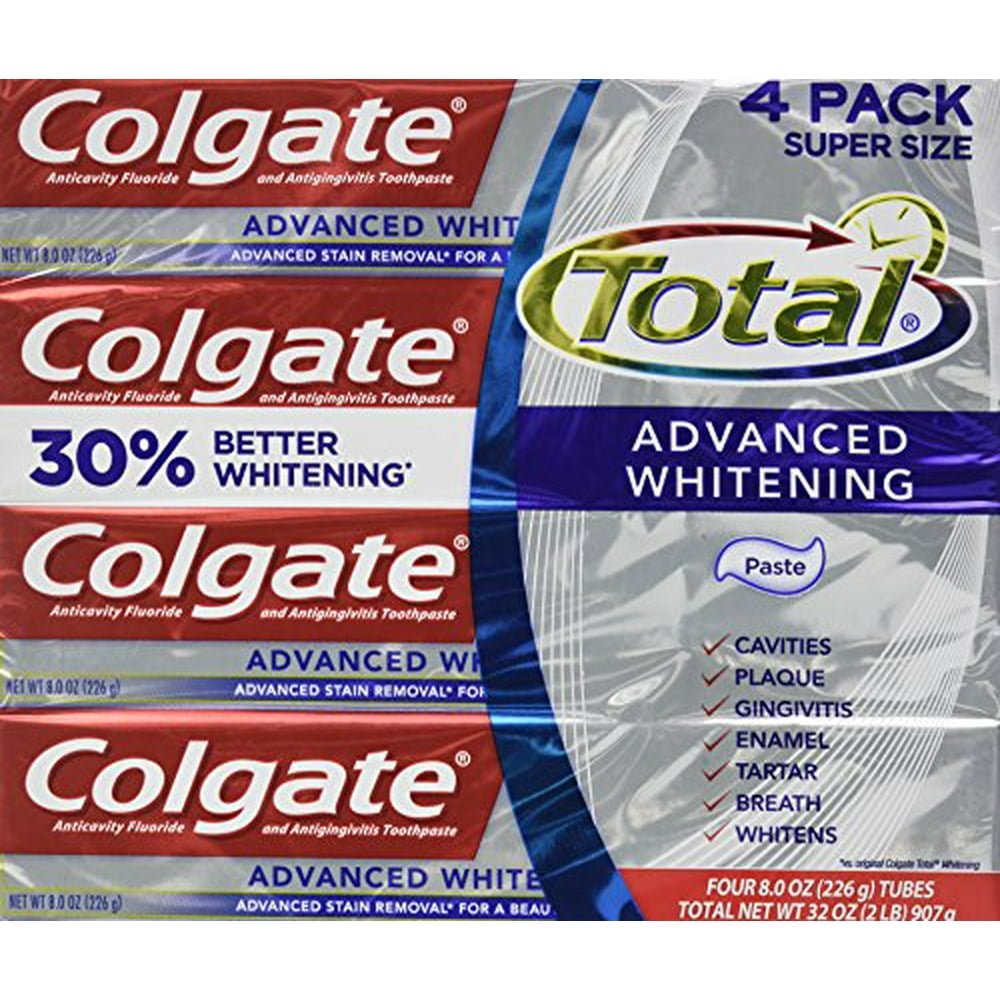 Colgate Total Advaned Whitening Toothpaste - 4 Tubes x 8 Ounces per ...