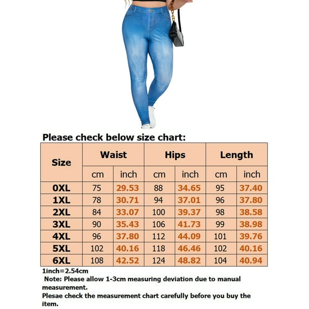 Bellella Women Plus Size Leggings Butt Lifting Faux Denim Pant